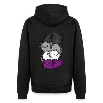 Kawaii Axolotl Haufen Asexuelle Stolz Asexuelle Fl - Unisex Premium Bio Zip Hoodie - Schwarz - Hinten - Nico (187cm)