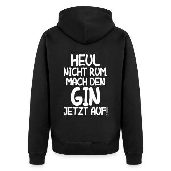 Gin Cocktail Alkohol Frauen Schnaps Longdrink Fun - Unisex Premium Bio Zip Hoodie - Schwarz - Hinten - Nico (187cm)
