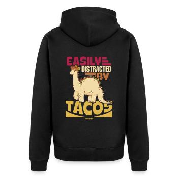 Easily Distracted By Tacos - Unisex Premium Organic Zip Hoodie - black - Back - Nico (187cm)