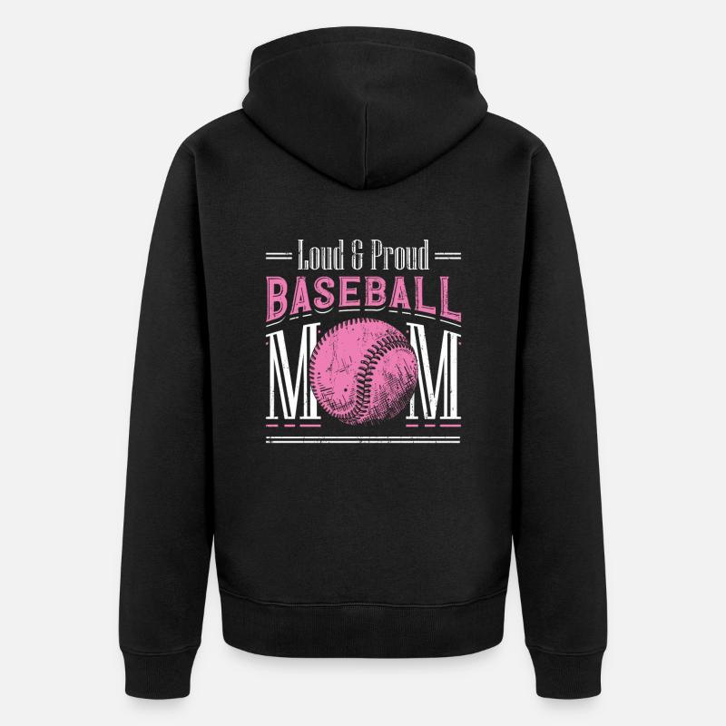 Laut und stolzer Baseball-Mutter - Unisex Premium Bio Zip Hoodie - Schwarz