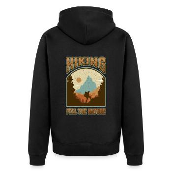 Feel The Nature, National Park, Hiking. - Unisex Premium Organic Zip Hoodie - black - Back - Nico (187cm)