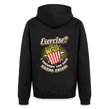 Faire de l’exercice Français frites - Veste à capuche bio Premium Unisexe - noir - Dos - Nico (187cm)