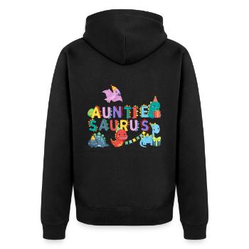Aunt Saurus | Rawr Dinosaur Tshirt | Family - Unisex Premium Organic Zip Hoodie - black - Back - Nico (187cm)