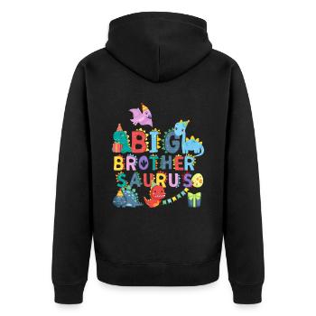 Big brother Saurus | Rawr Dinosaur Tshirt | - Unisex Premium Organic Zip Hoodie - black - Back - Nico (187cm)