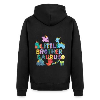Little brother Saurus | Rawr Dinosaur Tshirt | - Unisex Premium Organic Zip Hoodie - black - Back - Nico (187cm)