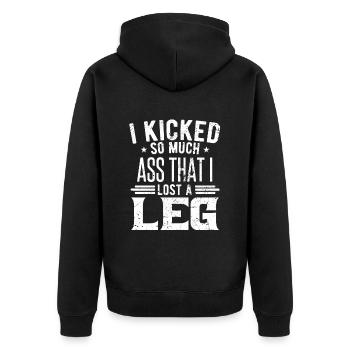 Bein Amputiert Arm Kämpfer Geschenk - Unisex Premium Bio Zip Hoodie - Schwarz - Hinten - Nico (187cm)