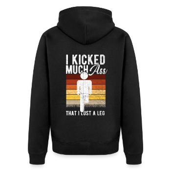 Bein Amputiert Arm Kämpfer Geschenk - Unisex Premium Bio Zip Hoodie - Schwarz - Hinten - Nico (187cm)