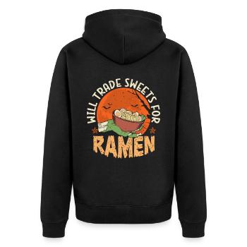 Échangez des bonbons contre des ramen | Amateurs de ramen - Veste à capuche bio Premium Unisexe - noir - Dos - Nico (187cm)
