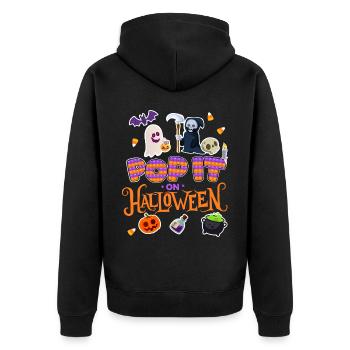 Pop Halloween | Halloween Costume | Halloween - Unisex Premium Organic Zip Hoodie - black - Back - Nico (187cm)
