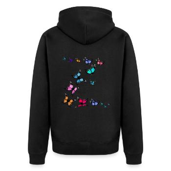 Bunte Schmetterlinge Frauen Mädchen - Unisex Premium Bio Zip Hoodie - Schwarz - Hinten - Nico (187cm)