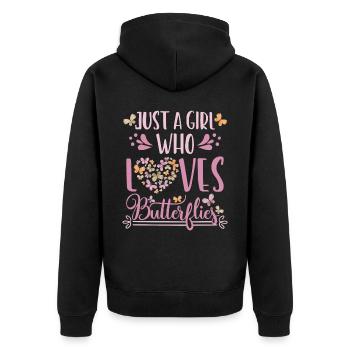 Butterfly Girl Papillons mignons - Veste à capuche bio Premium Unisexe - noir - Dos - Nico (187cm)
