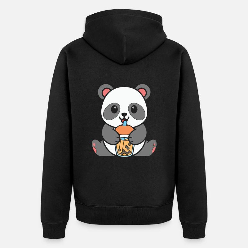 Bubble Tea Panda - Unisex Premium Bio Zip Hoodie - Schwarz