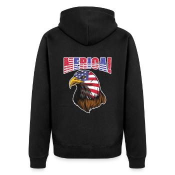 Eagle America July 4 Patriotic - Unisex Premium Organic Zip Hoodie - black - Back - Nico (187cm)