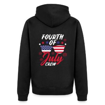Vierter Juli Crew Familie Amerikanische Flagge - Unisex Premium Bio Zip Hoodie - Schwarz - Hinten - Nico (187cm)