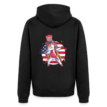 Dabbing Unicorn Juillet 4 Femmes Filles USA - Veste à capuche bio Premium Unisexe - noir - Dos - Nico (187cm)