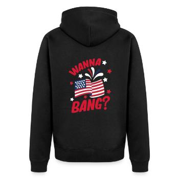 4. Juli Männer Feuerwerk USA - Unisex Premium Bio Zip Hoodie - Schwarz - Hinten - Nico (187cm)