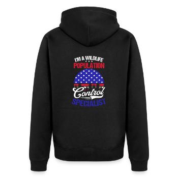 Hunting American Flag Population Control Special - Unisex Premium Organic Zip Hoodie - black - Back - Nico (187cm)