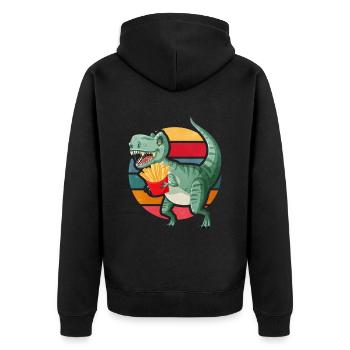 Dinos Dear French Fries Gift - Unisex Premium Organic Zip Hoodie - black - Back - Nico (187cm)