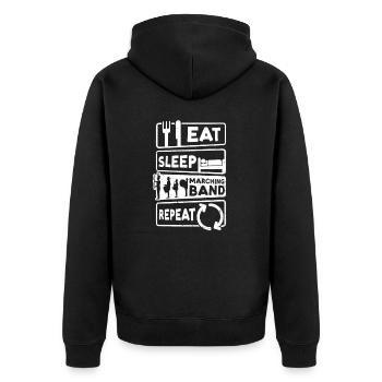 Marching Band Uniform Eat Sleep Wiederholung - Unisex Premium Bio Zip Hoodie - Schwarz - Hinten - Nico (187cm)