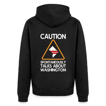 Washington-skyline - Unisex Premium Bio Zip Hoodie - Schwarz - Hinten - Nico (187cm)