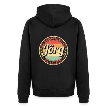 Jörg Der Mann Der Mythos Die Legende - Unisex Premium Bio Zip Hoodie - Schwarz - Hinten - Nico (187cm)