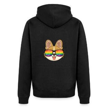Corgi LGBT - Unisex Premium Bio Zip Hoodie - Schwarz - Hinten - Nico (187cm)