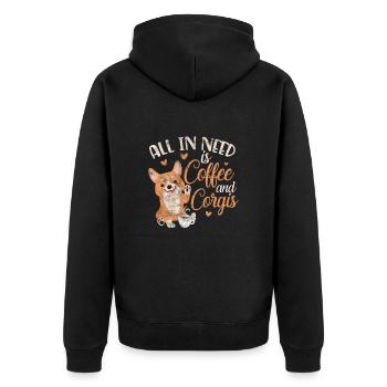 Welsh Corgi Dog Coffee Dog Dog Race Cadeau - Veste à capuche bio Premium Unisexe - noir - Dos - Nico (187cm)