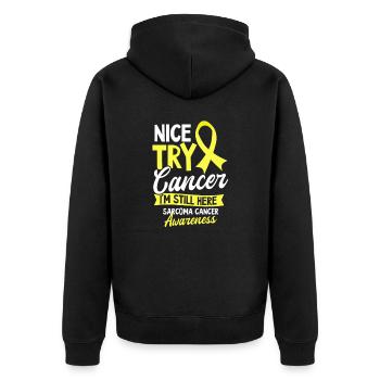 Sarcoma Cancer Nice Try Cancer - Unisex Premium Organic Zip Hoodie - black - Back - Nico (187cm)