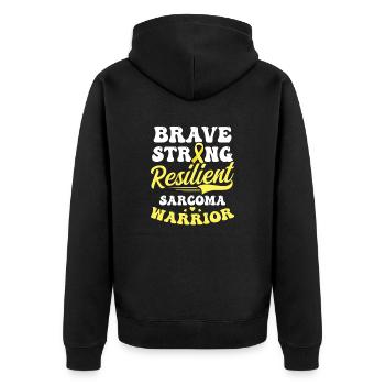 Sarcoma Cancer Brave Strong Resilient - Unisex Premium Organic Zip Hoodie - black - Back - Nico (187cm)