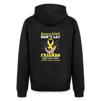 Sarcoma Cancer Don't Let Friends Fight Alone - Unisex Premium Organic Zip Hoodie - black - Back - Nico (187cm)