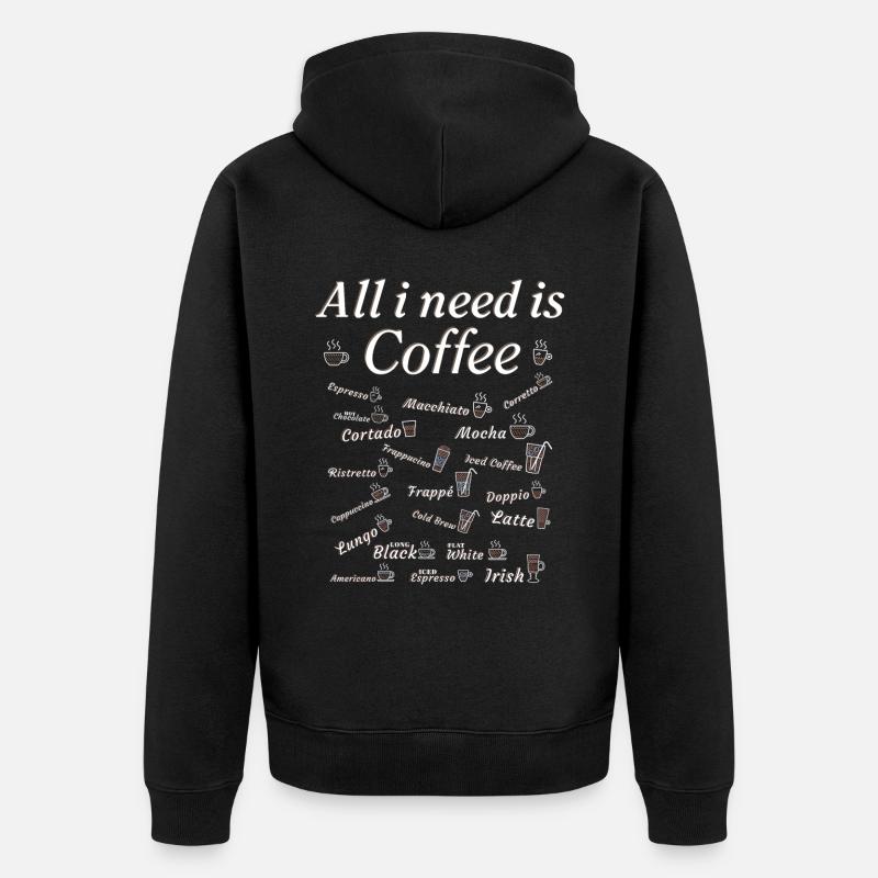 Kaffee Sammlung Kaffeetrinker Kaffeeliebhaber - Unisex Premium Bio Zip Hoodie - Schwarz