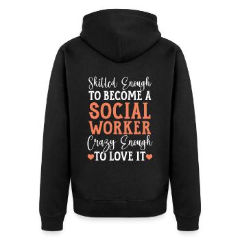 Sozialarbeiter Job Beruf Soziale Wohlfahrt - Unisex Premium Bio Zip Hoodie - Schwarz - Hinten - Nico (187cm)