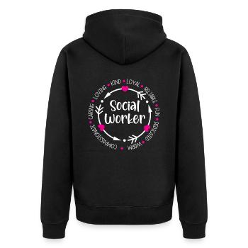 Sozialarbeiter Job Beruf Soziale Wohlfahrt - Unisex Premium Bio Zip Hoodie - Schwarz - Hinten - Nico (187cm)