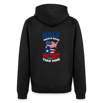 La moitié portoricaine traditionnelle vaut mieux qu’aucune - Veste à capuche bio Premium Unisexe - noir - Dos - Nico (187cm)