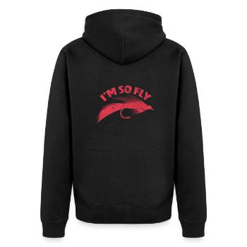 Angler - Unisex Premium Organic Zip Hoodie - black - Back - Nico (187cm)