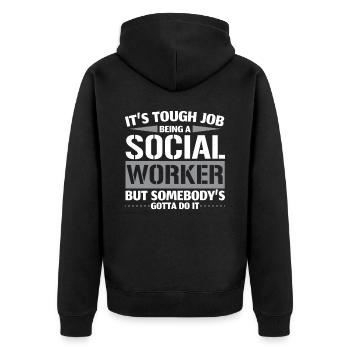 C’est un travail difficile d’être travailleur social B - Veste à capuche bio Premium Unisexe - noir - Dos - Nico (187cm)