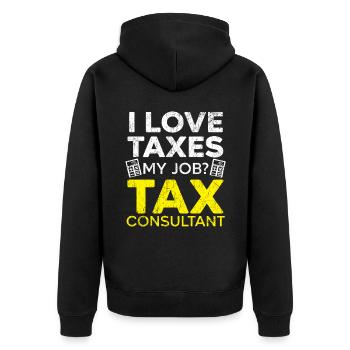 J’adore les impôts conseiller fiscal comptable fiscalité - Veste à capuche bio Premium Unisexe - noir - Dos - Nico (187cm)