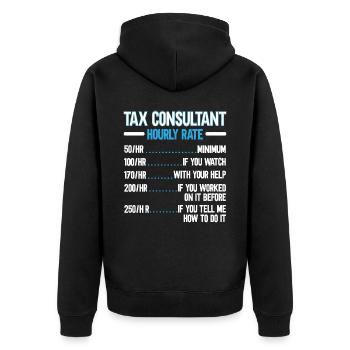 Steuerberater Stundensatz Buchhalter Steuersaison - Unisex Premium Bio Zip Hoodie - Schwarz - Hinten - Nico (187cm)