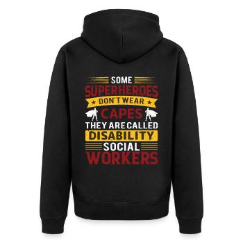 Some Superheroes Do Not Wear Capes - Unisex Premium Organic Zip Hoodie - black - Back - Nico (187cm)