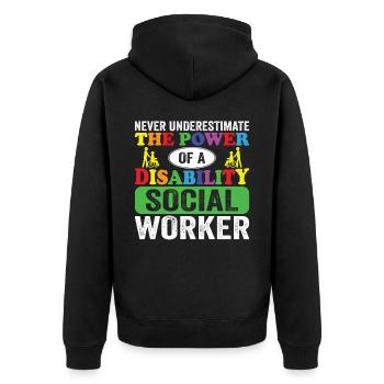Disability Social Worker - Unisex Premium Organic Zip Hoodie - black - Back - Nico (187cm)