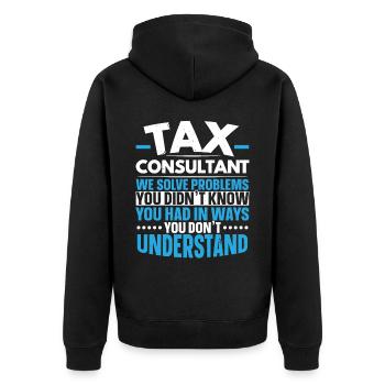 Steuerberater CPA Wirtschaftsprüfer Steuersaison W - Unisex Premium Bio Zip Hoodie - Schwarz - Hinten - Nico (187cm)