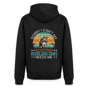 Désolé, je ne peux pas mes vaches Scottist Highland ont besoin de moi - Veste à capuche bio Premium Unisexe - noir - Dos - Nico (187cm)