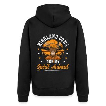 Hochlandkühe sind mein Geistertier Kuhflüsterer - Unisex Premium Bio Zip Hoodie - Schwarz - Hinten - Nico (187cm)