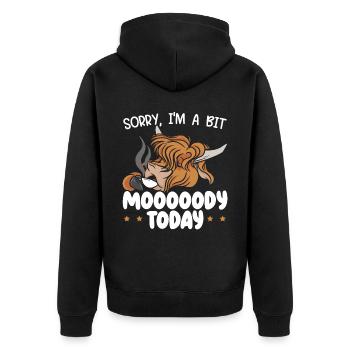 Je suis un peu lunatique aujourd’hui Scottist Highland Cow Lover - Veste à capuche bio Premium Unisexe - noir - Dos - Nico (187cm)