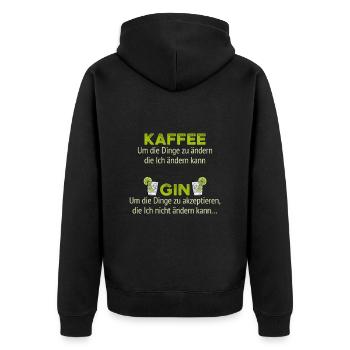Kaffee um die Dinge zu ändern die Ich ändern kann - Unisex Premium Bio Zip Hoodie - Schwarz - Hinten - Nico (187cm)
