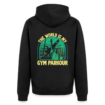 Le monde est mon gym Parkour Extreme Sport Traceur - Veste à capuche bio Premium Unisexe - noir - Dos - Nico (187cm)
