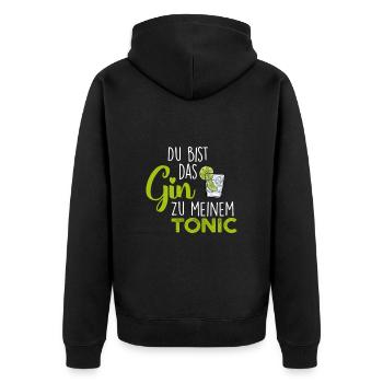 Du bist das Gin zu meinem Tonic - Unisex Premium Bio Zip Hoodie - Schwarz - Hinten - Nico (187cm)