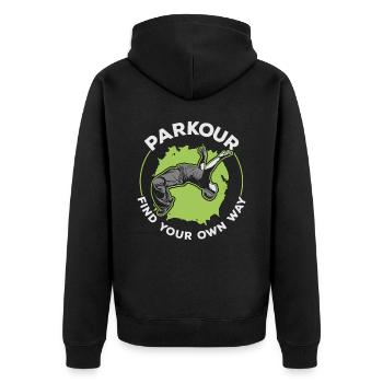 Parkour Finden Sie Ihren eigenen Weg Extreme Sport Traceur - Unisex Premium Bio Zip Hoodie - Schwarz - Hinten - Nico (187cm)
