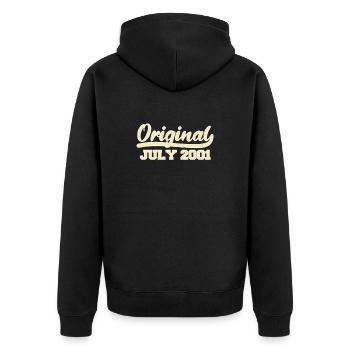 21. Geburtstag Juli Jahrgang 2001 Geschenkidee - Unisex Premium Bio Zip Hoodie - Schwarz - Hinten - Nico (187cm)