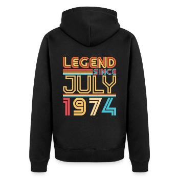 1974 July Retro - Unisex Premium Organic Zip Hoodie - black - Back - Nico (187cm)